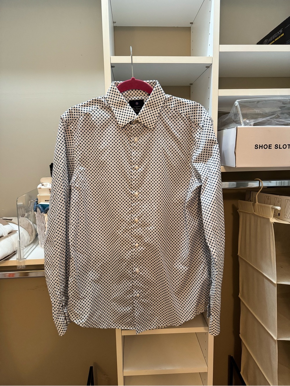 Ben Sherman White Shirt with Navy Dot Pattern